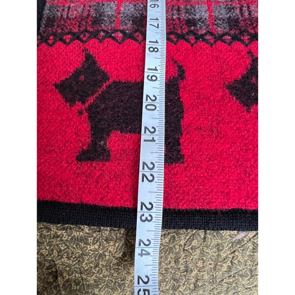 Vintage wool plaid red black scotty dogs zip front vest winter dog lover LG - Picture 7 of 8